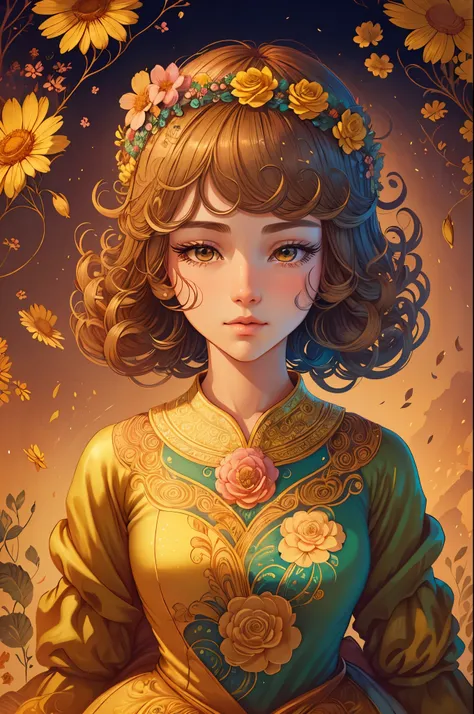 there is a woman with a flower crown on her head, stunning digital illustration, beautiful digital artwork, exquisite digital il...