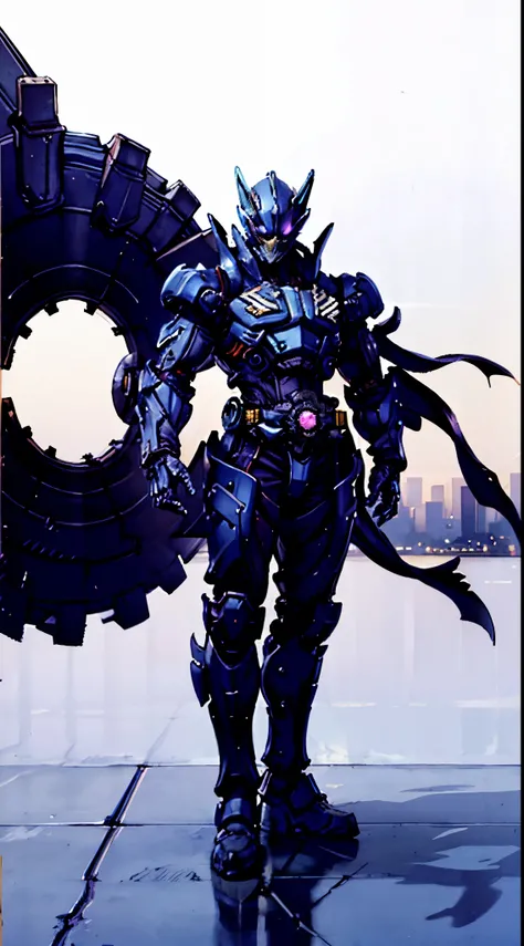 A super a high-tech biotech battle suit, standing on a rooftop, looking over the city, Japanese tokusatsu and American comic style, biometallic texture of the suit, sleek and shiny, dynamic, fast, natural light, cinematic, high quality, high resolution, hi...