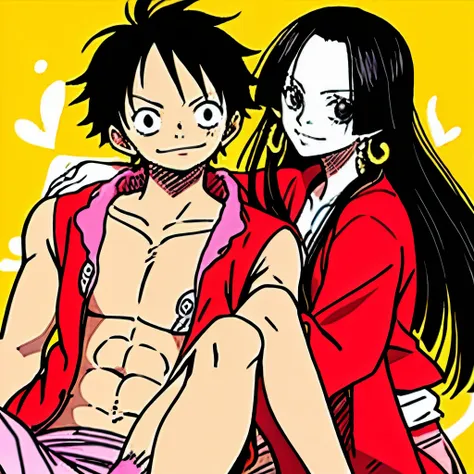 In love, boy and girl, 18 years old, happy, happy, onepiece, monkey d Luffy, boa Hancock,