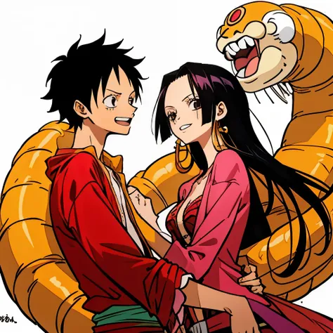 In love, boy and girl, 18 years old, happy, happy, onepiece, monkey d Luffy, boa Hancock,