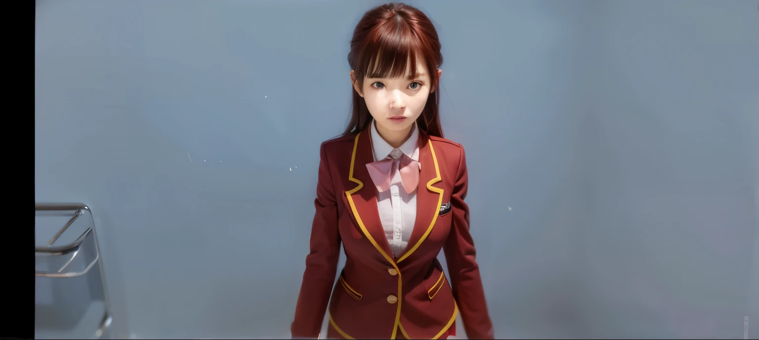 Japanese woman, red hair, School uniform