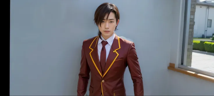 Japanese man, brown hair, School uniform