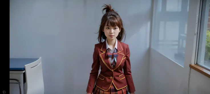 Japanese woman, red brown hair, school uniform 