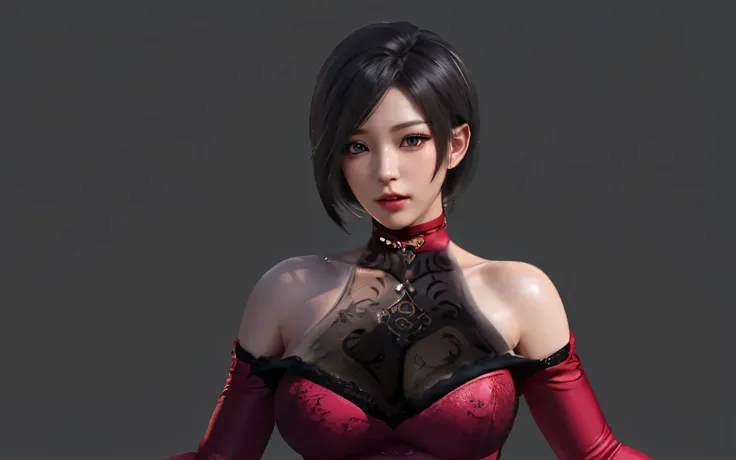 there is a woman in a red dress posing for a picture, artistic sprout ; 3d unreal engine, 3D rendered figure art 8K, yun ling, unreal engine character art, A female character, Portrait of Tifa Lockhart, Very rich in character details, g liulian art style, ...