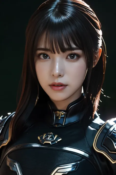 Masterpiece，The best qualities，Very high resolution，8K，((Portrait))，((Head close-up))，Original photo，real photo，数码摄影， (A girl dressed in a combination of modern and technological style)，(Police officer)，22岁女孩，(Random hairstyles，Hair color is random)，(The p...