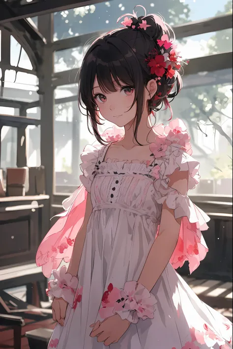 (blurry background:1.3), (white background:1.3), (extremely detailed fine touch:1.3), (hard light, studio light, light rays, dappled light, reflection, shadows, ray tracing:1.0), (rough sketch:1.3), ///, kawaii girl, ponytail hair, girly dress, night, star...