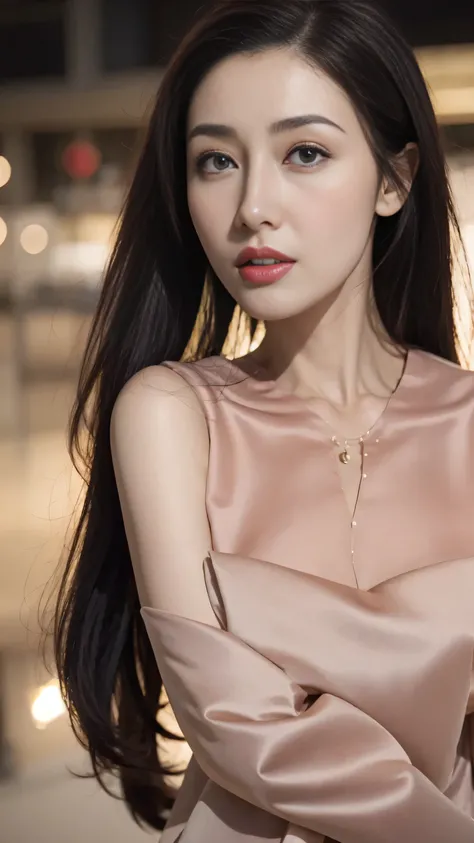 quality、ultra high resolution、(Reality:1.4)、cinematic,charming beauty, look at the audience、Facial details are delicate，Delicate eyes、long hair、thin、charming look、（face close-up），(cosmetic:0.3)、red lips、(Urzan-6500-v1.1:0.3)