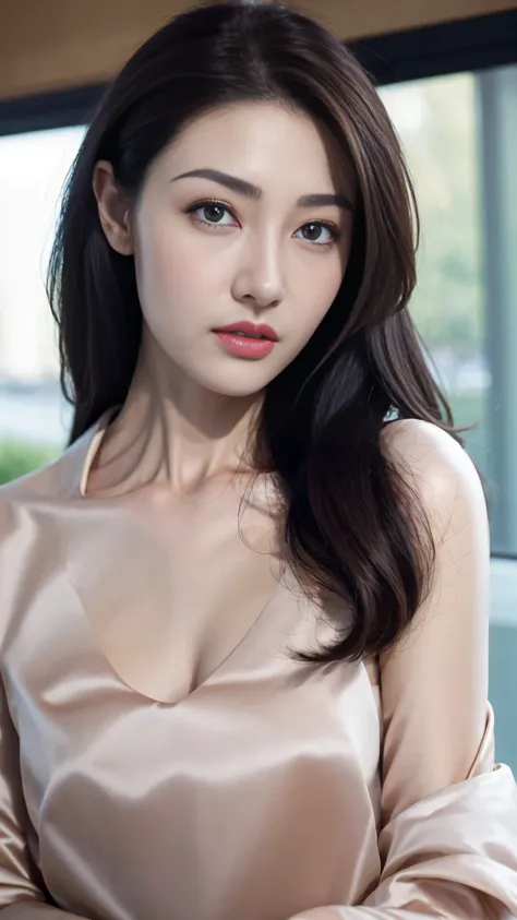 quality、ultra high resolution、(Reality:1.4)、cinematic,charming beauty, look at the audience、Facial details are delicate，Delicate eyes、long hair、thin、charming look、(cosmetic:0.3)、red lips、(Urzan-6500-v1.1:0.3)