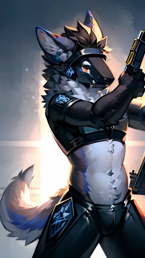 furry, police, furry police, furry sheriff, gun holding pose, future