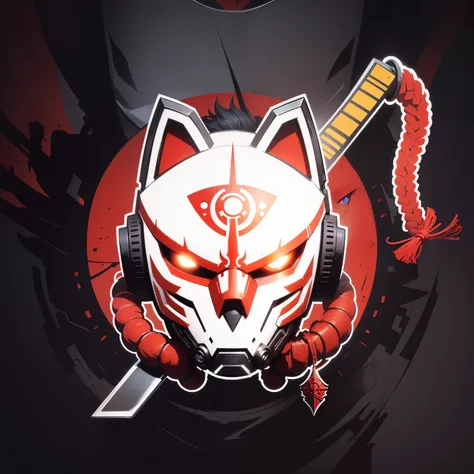 logo, designer, fantasy, cyberpunk, mask, anime, samurai