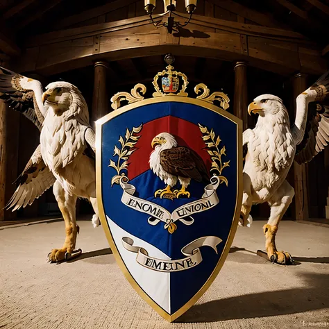 Create a family coat of arms with a lion and an eagle