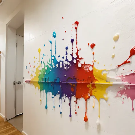 colorful paint splashed on the wall