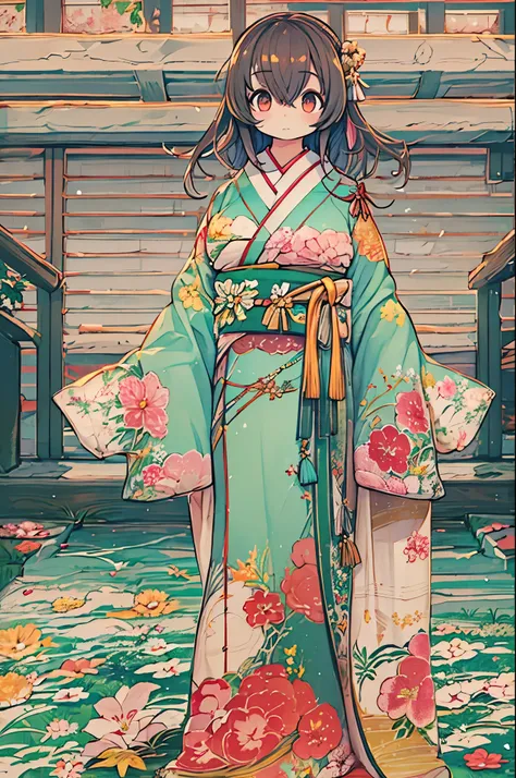 big eyes girl, kimono, anime