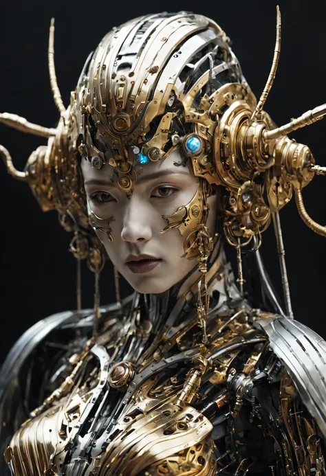 futuristic native futurism, actress zhao lusi plays the high-level cybernetic cyborg, big breasts, the japanese goddess of war, ...