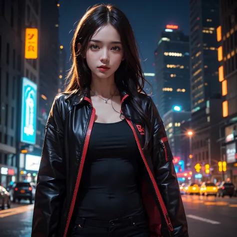 (Best quality, 8k, 32k, Masterpiece, UHD:1.2),(Raw photography:1.2),(Photorealistic:1.4),(​masterpiece:1.3)
Highly detailed facial and skin texture, dutch angle portrait,  1girl, a woman in a cyberpunk style city background,  night time. The environment is...