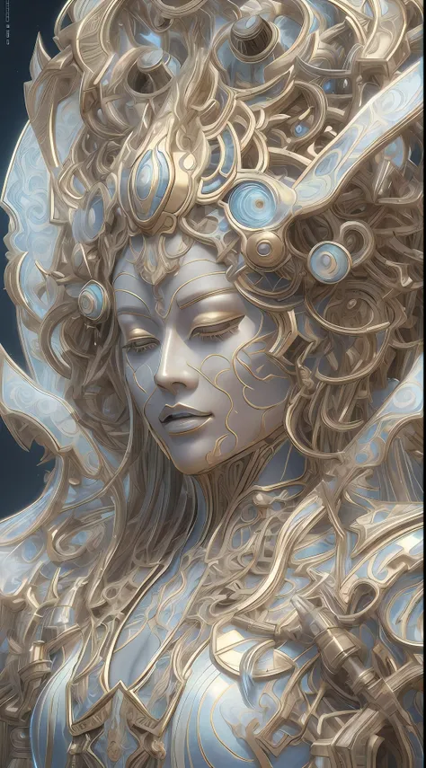 best qualtiy,tmasterpiece,超高分辨率,(realisticlying:1.4),absurderes,(Eye focus),(sface focus, Clear facial features),Complex 3d rendering of beautiful and charming biomechanical female porcelain figures,(((Has a porcelain finish)))、simulating、Beautiful natural...