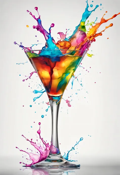 cocktail drink, colorful splash, high definition