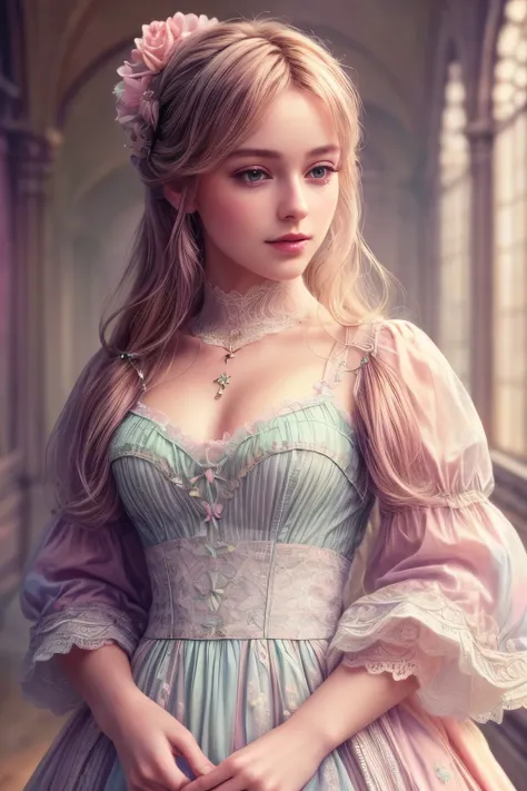 Realistic, (masterpiece:1.4, best quality), (intricate details), unity 8k wallpaper, ultra detailed, (pastel colors:1.3), (lace) clothes, beautiful and aesthetic, 1girl, detailed, solo,