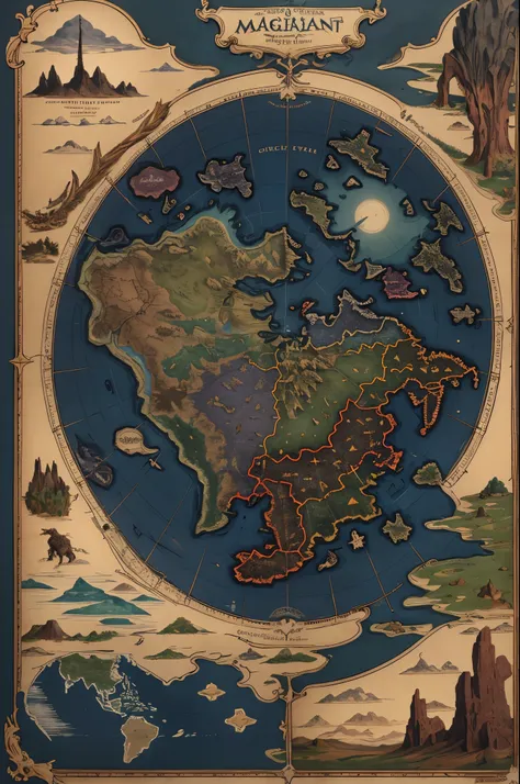 Magical plains, dark fantasy, travel map