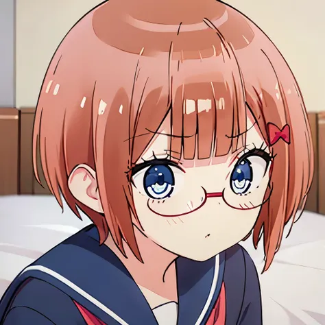 ((masterpiece)), ((best quality)), (ultra-detailed), on the bed, a cute girl, 1girl, solo, sailor suit, ((beautiful eyes))