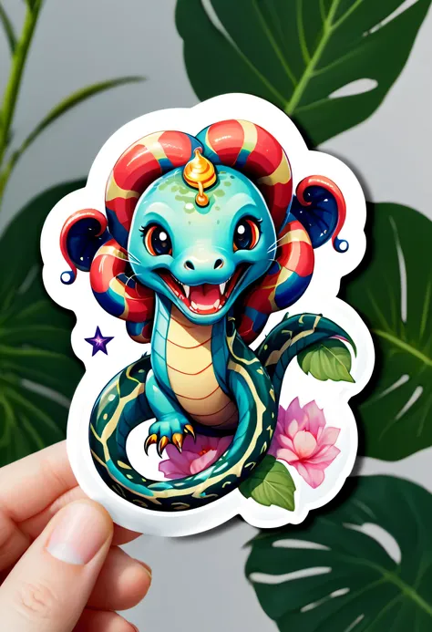 1 sticker, cute,Zodiac Serpent,border