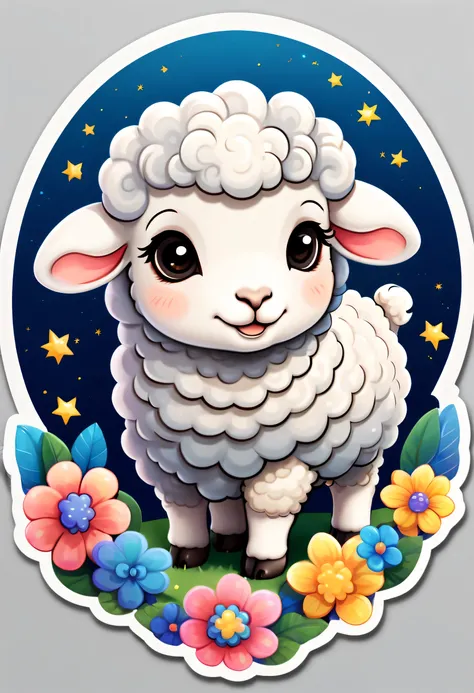 1 sticker, cute,zodiac sheep,border