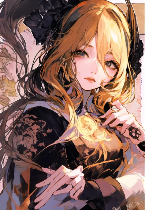 1woman, anime - style portrait of a woman with long blonde hair, artwork in the style of guweiz, anime style portrait, in the art style of bowater, beautiful anime portrait, detailed portrait of anime girl, a beautiful artwork illustration, romanticism lai...