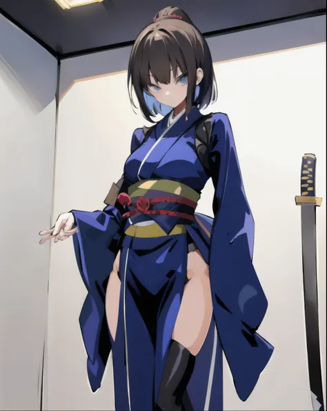 masterpiece of,(perfect anatomy:1.4), best quality, expensive_solve, small details, expensively detailed and beautiful, clear_image、((one girl)), ((Japanese sword))、(Japanese-style room)、(ninja)、cyborg