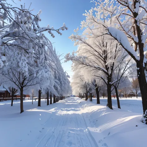 Persimmon tree snow scene