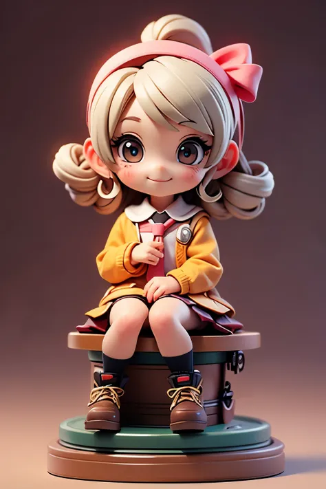 there is a keychain with a doll on it sitting on a table, style as nendoroid, chibi girl,smile, female explorer mini cute girl, nendoroid, nendoroid 3 d, small loli girl, kawaii realistic portrait, cute!! chibi!!! schoolgirl, chibi style, chibi anime girl,...