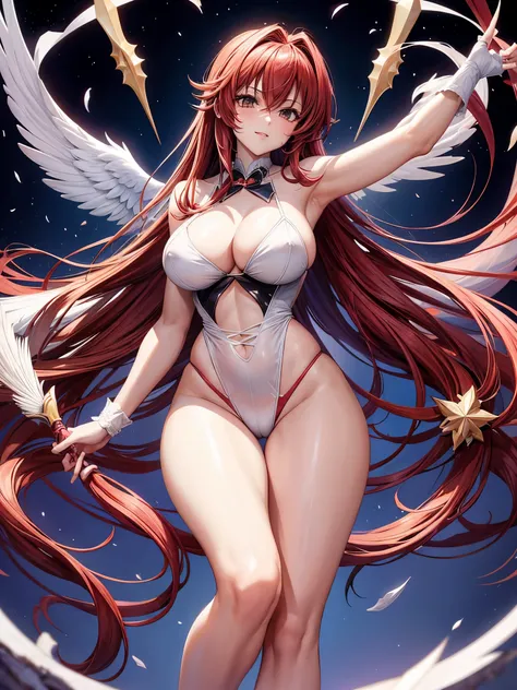 Create a high school DXD fallen angel with a mature body, sedutor, oppais grandes redondos com 190cm e com roupa sedutora 