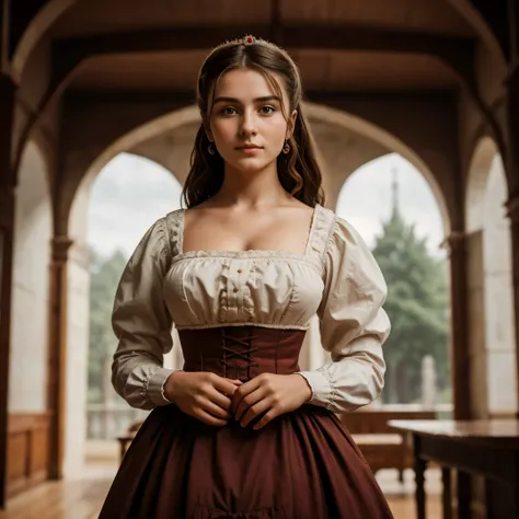 raw photo. anna karenina 22 years old, wearing period clothes, russia, 19th century ad, perspective, half body detailed, sharp f...