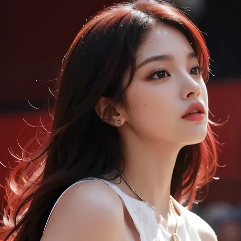 Cabello cobrizo y ondulado, con rasgos de Jennie de BlackPink