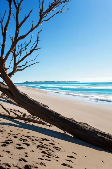 trees that have been washed up on the beach by the ocean, a picture by Richard Gruelle, flickr, land art, unfinished roots of white sand, incredibly beautiful, beach trees in the background, breath taking, breath taking beautiful, driftwood, enigmatic natu...