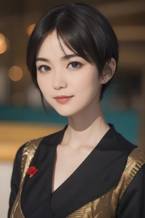 143
(20 year old woman), (surreal), (High level image quality), ((beautiful hairstyle 46)), ((short hair:1.46)), (gentle smile), (breasted:1.1), (lipstick)