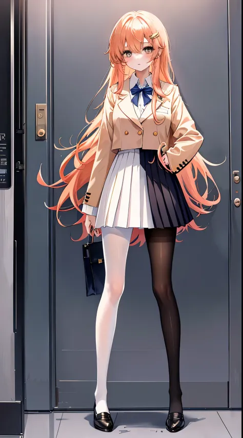 finest, masterpiece, high resolution, (full body), front, symmetrical, mature tall high school girl, alone, (full body from head...