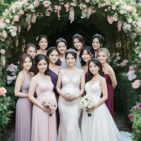 ((最high quality、table top、8k、best image quality、very intricate and detailed details))、((並んでGroup photoを撮ります,並んでGroup photoを撮ります,all girls,Pregnant women,everyone in the photo,並んでGroup photoを撮ります,40 customers,Massive pregnant women,Group photo,Pregnantのメスの非...