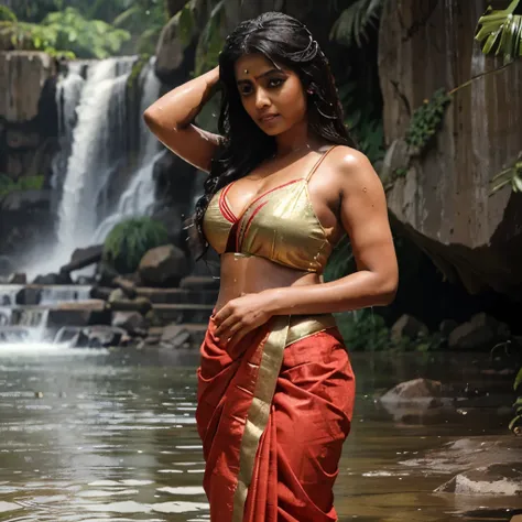 Tamil busty saree water fall wet 