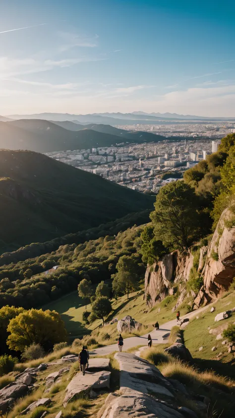 A beautiful fantasy city in the light of the afternoon sun