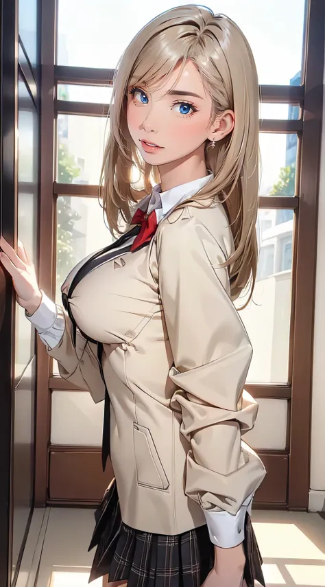 random sexy pose,school uniform,1 girl,(highly detailed skin),winding,small,beautiful胸,big breasts,white skin,pointed chest,erec...