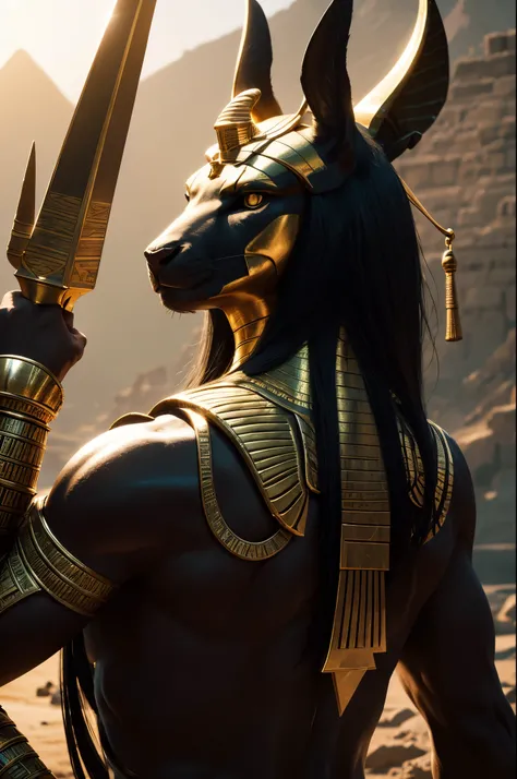 8K,(god of egypt),Anubis personification,ultra high resolution,Super realistic,wilderness,Remains, rich colors, Backlight, cinematic lighting, film grain, RAW, 50mm lens,nikon　D850,