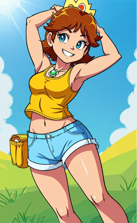 [daisy], [princess_daisy], ((masterpiece)), ((hd)), ((high res)), ((solo portrait)), ((front view)), ((feet visible)), ((anime))...