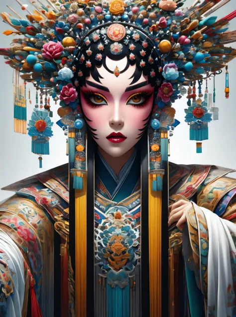 Beautiful woman half face close-up），（flying long curly hair：1.0），blue moon，Shunji Ito、Brian Bolland and Bridget Riley&#39;s style，Shading，vivid colorsh