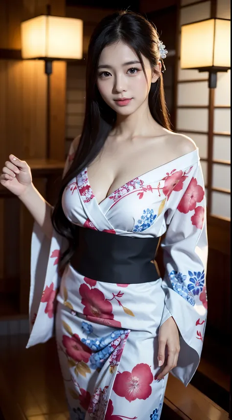 face  :9,4148934626], Bewitching beautiful mature woman、40 years、stature　154cm、well-proportioned figure、The figure of the hourglass、Japan in a yukata、Yukata at Japan Ryokan、Shoulder out、鎖骨、model in Japan、Japan sexy woman, Gorgeous Japan Woman, goddess of J...