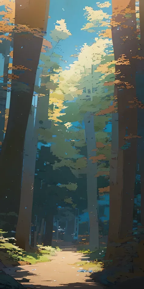 There  a picture of the forest，There  a bench in the middle, anime lush john 8k forest, anime background art, background art, Anime Landscape Concept Art, Ross Tran. landscape background, anime nature, forest clearing, forest outside, anime background, for...