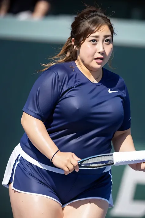 (1 girl breast、Overweight、extremely fat、Chubby、sweaty muscles、Japanese、tennis