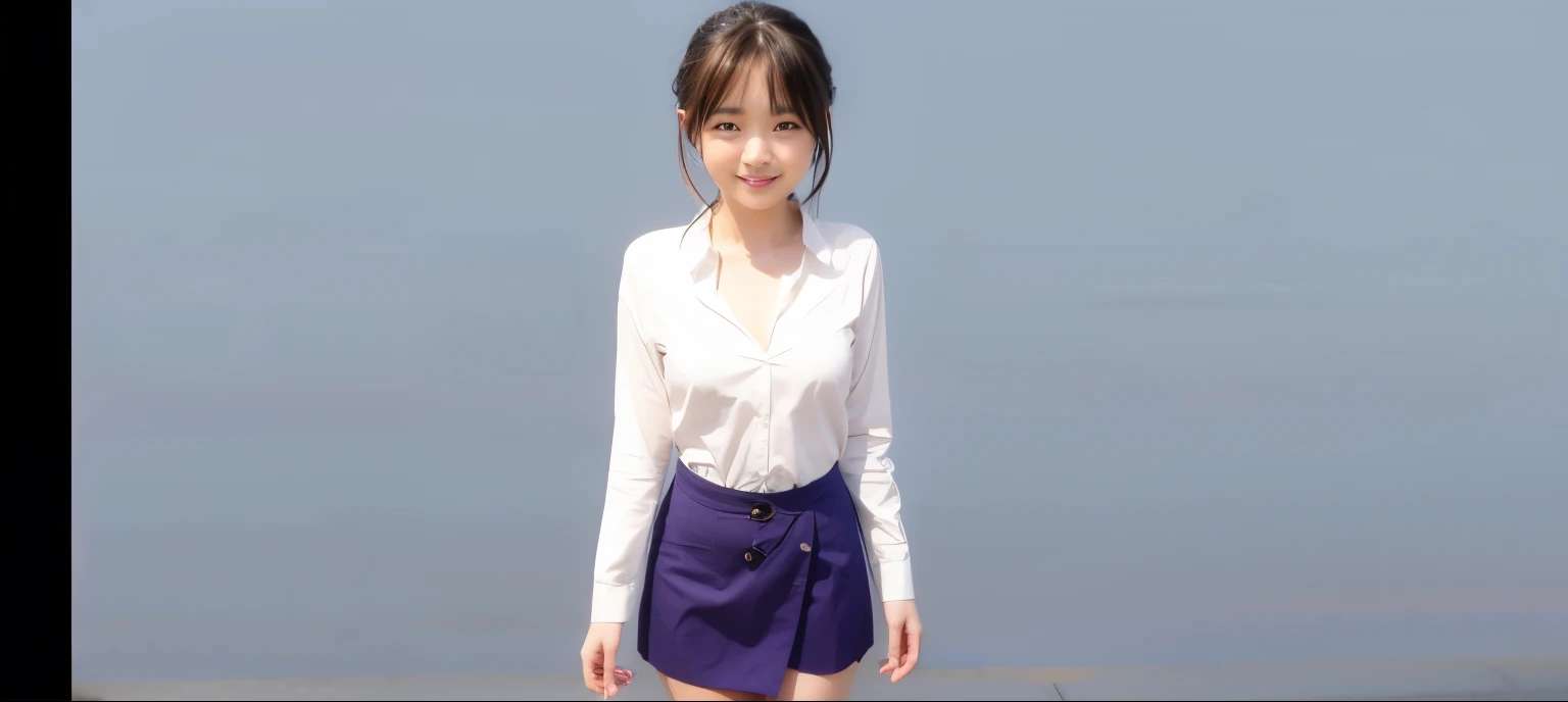 Japanese girl, white shirt, purple skirt, sexy