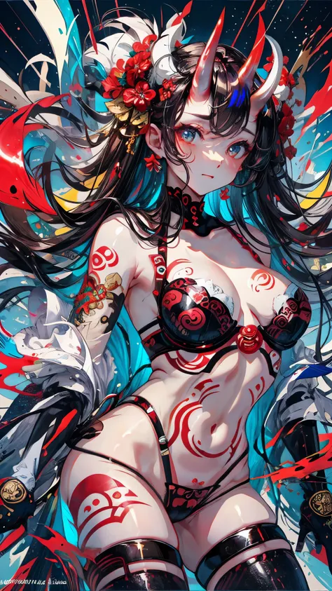 (masterpiece, top quality, best quality, official art, beautiful and aesthetic:1.2), extreme detailed,sexy demon, 1 girl, large ...