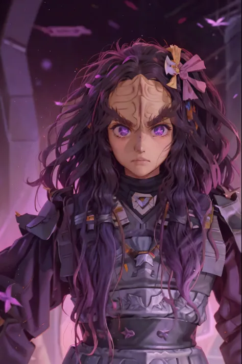 fullbody fullframe  hoshino ai, long hair, purple hair, streaked hair ,purple eyes, star-shaped pupils, hair ornament, klingon
f...