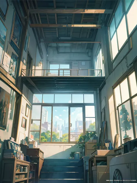 Apartment window, anime background art, relaxing concept art, anime scenery concept art, immensely detailed scene, a beautiful artwork illustration, detailed scenery —width 672, studio ghibli environment, highly detailed scene, environment design illustrat...